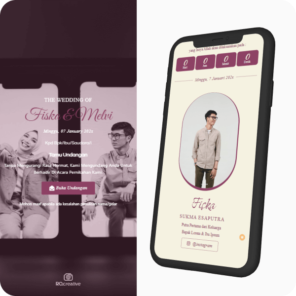 Contoh template undangan digital Minimalis Purpoleto