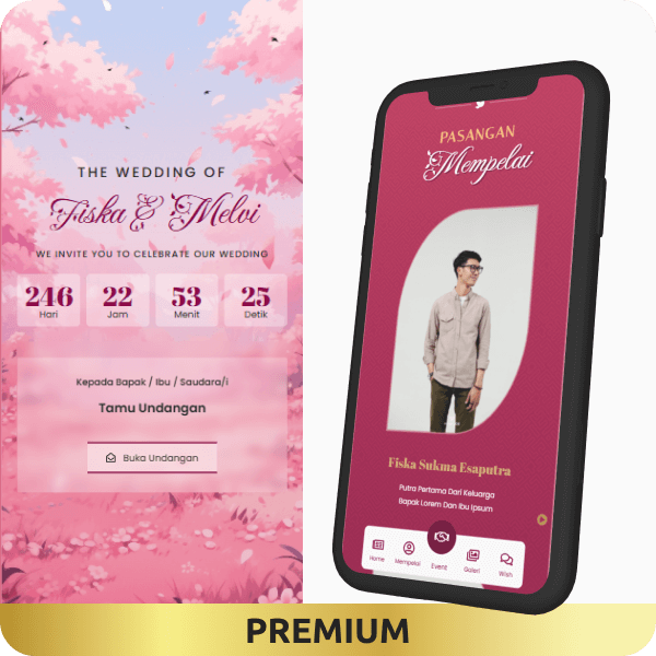 Contoh template undangan digital Premium Cherry Blossom